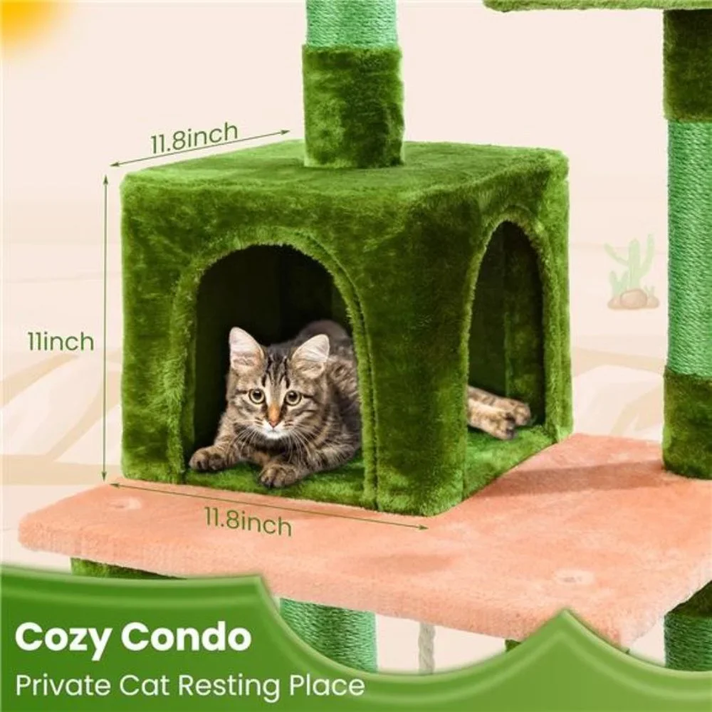 68 Inches Cat Tower 5 Tires Multi-Level Cat Condo with Cat Scratching Post